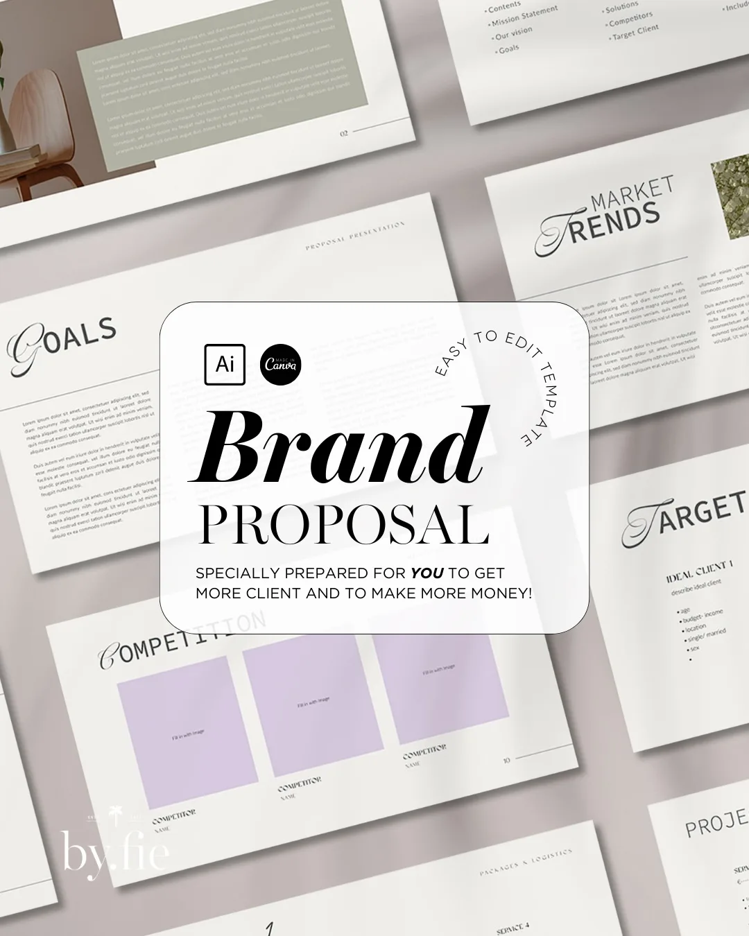 business proposal logo design identity adobe collection brand guidelines do it yourself brand proposal mockup Brand Proposal Design Professional Branding Template Time-saving Brand Pitch project proposal template proposal business brand pitch